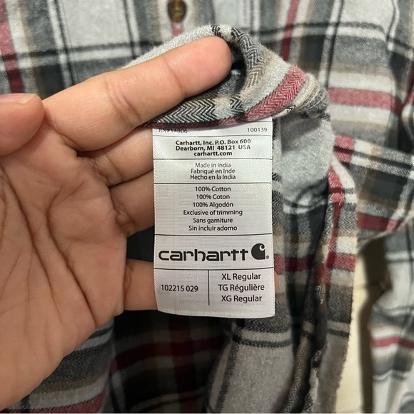Carhartt Men's Hubbard Plaid Shirt Shadow Button-up Shirt XL - Picture 5 of 7